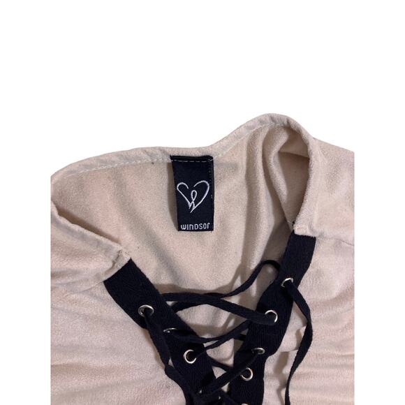 Windsor Lace Up Eagle Suede Top Women’s Small USA Freedom Country Concert Style - Picture 3 of 6